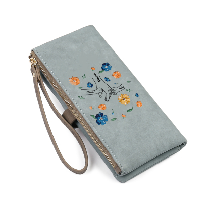 Personalised 3 Names PU Leather Wallet, Custom Long Wallet Gift For Her | Jessemade