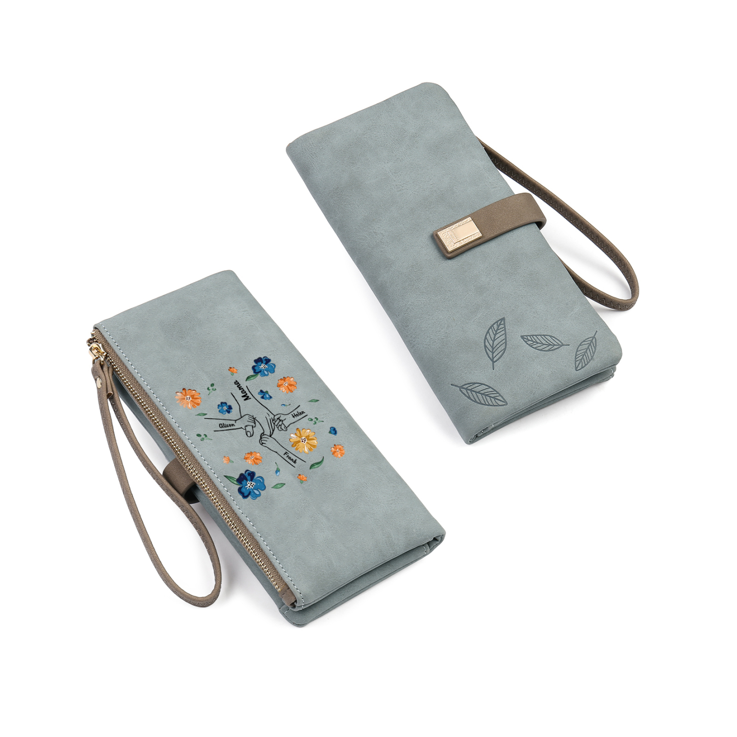 Personalised 4 Names PU Leather Wallet, Custom Long Wallet Gift For Her | Jessemade