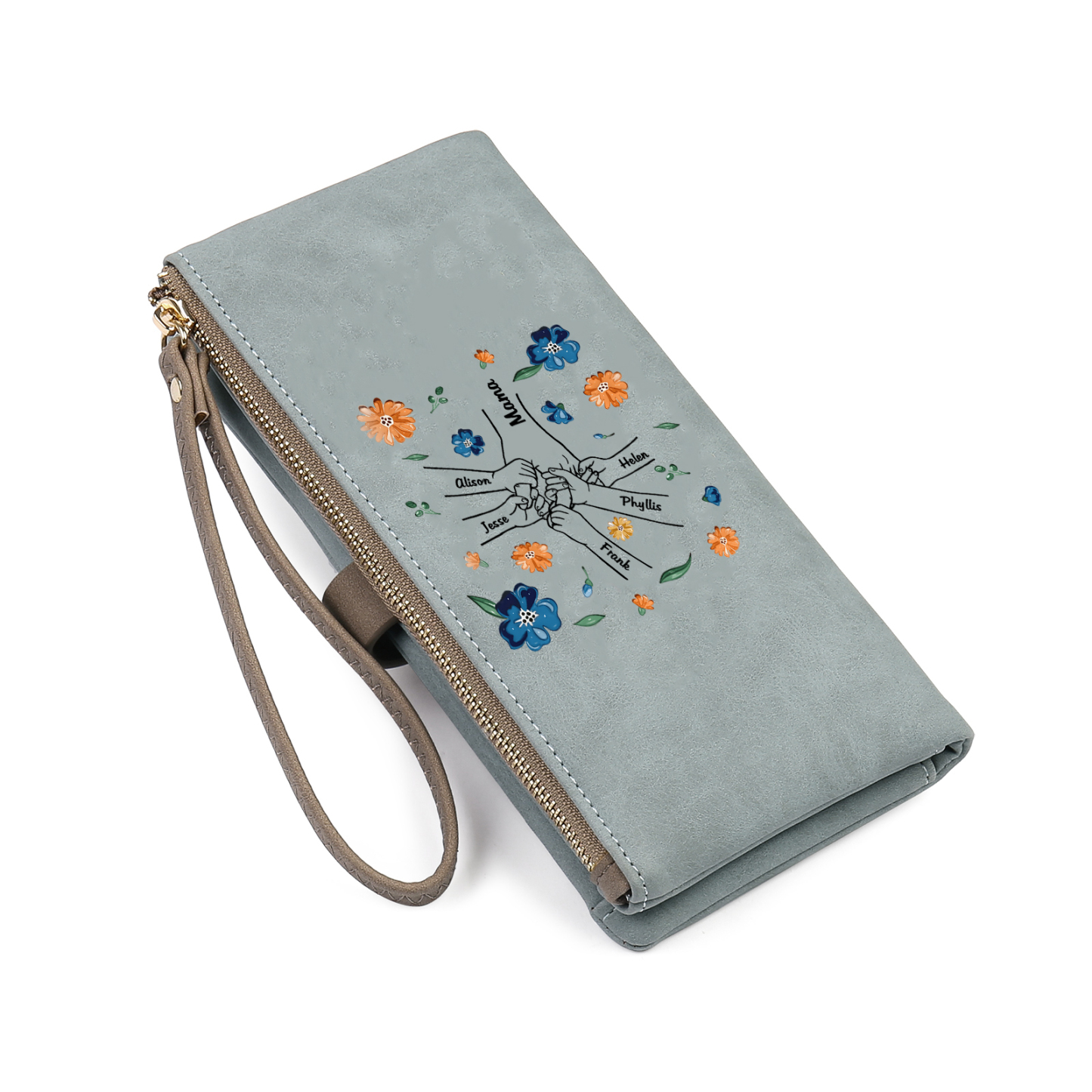 Personalised 6 Names PU Leather Wallet, Custom Long Wallet Gift For Her | Jessemade