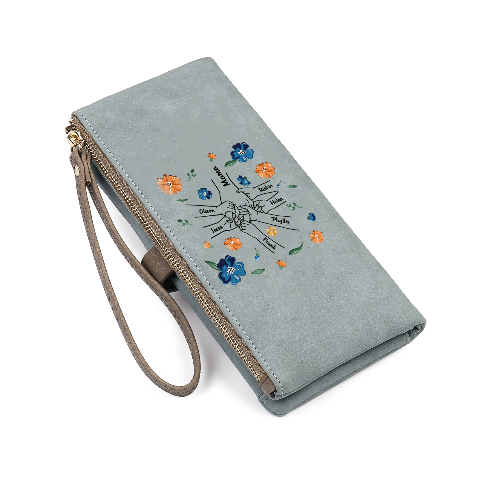 Personalised 7 Names PU Leather Wallet, Custom Long Wallet Gift For Her | Jessemade