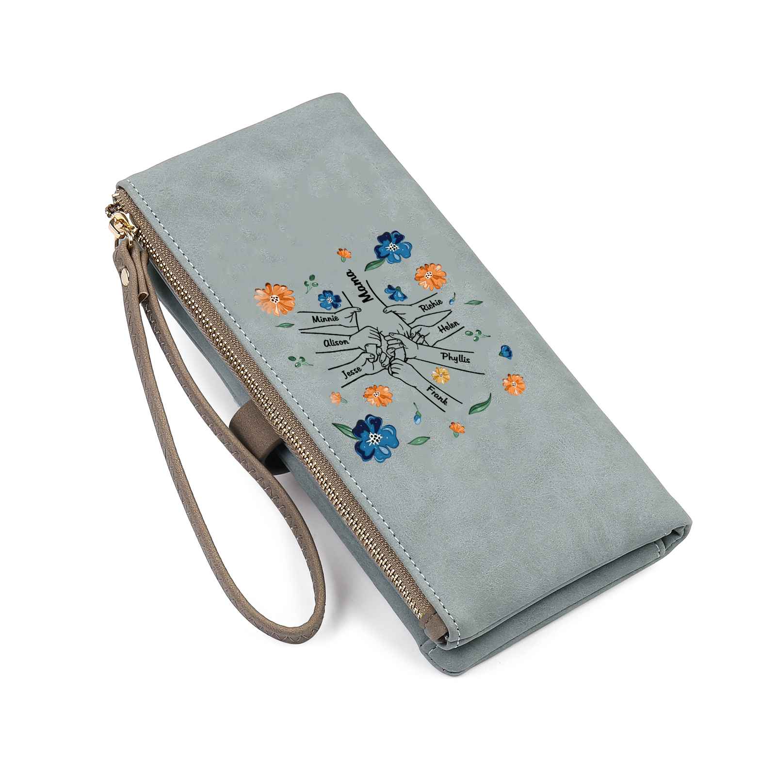 Personalised 8 Names PU Leather Wallet, Custom Long Wallet Gift For Her | Jessemade