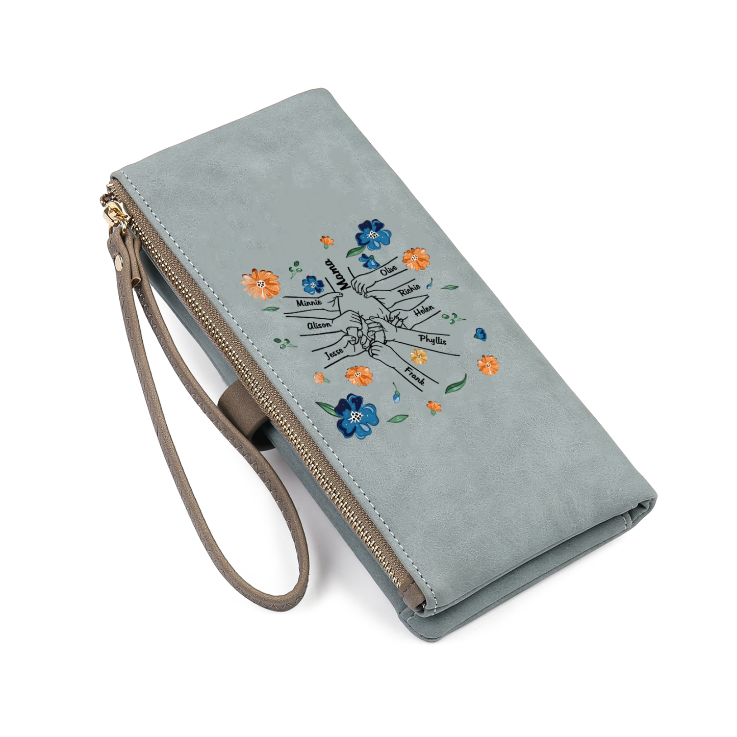 Personalised 9 Names PU Leather Wallet, Custom Long Wallet Gift For Her | Jessemade