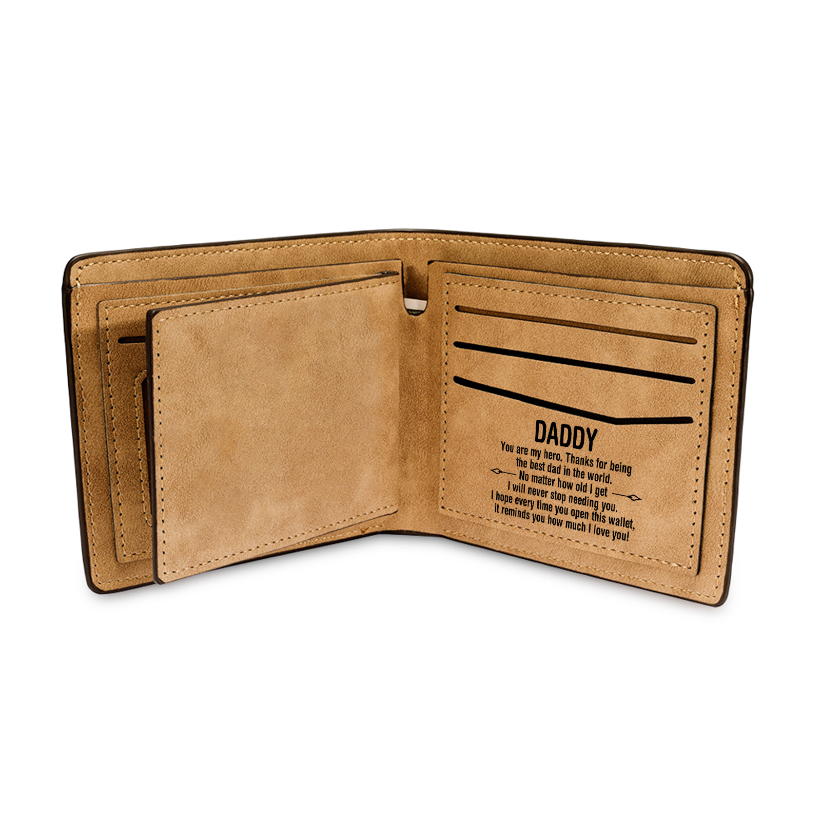 2 Names - Personalized Fist Bump Pattern Custom Name Leather Men's Wallet as a Father's Day Gift for Dad