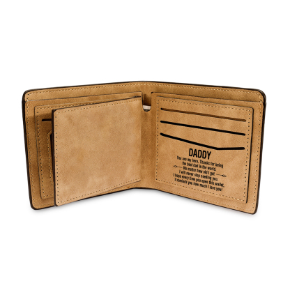 2 Names - Personalized Fist Bump Pattern Custom Name Leather Men's Wallet as a Father's Day Gift for Dad