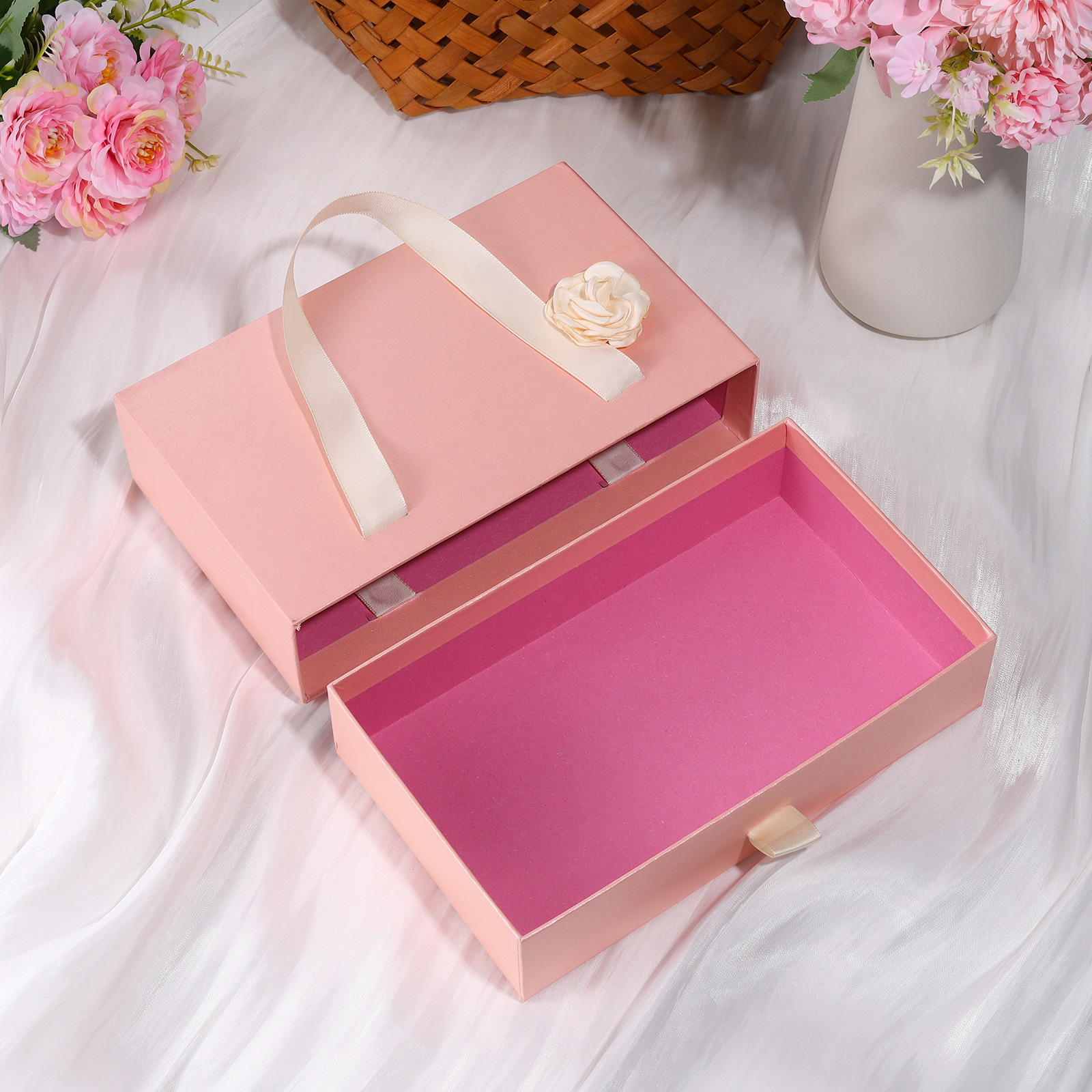 Elegant Gift Box for Her in Pink and Red Colors
