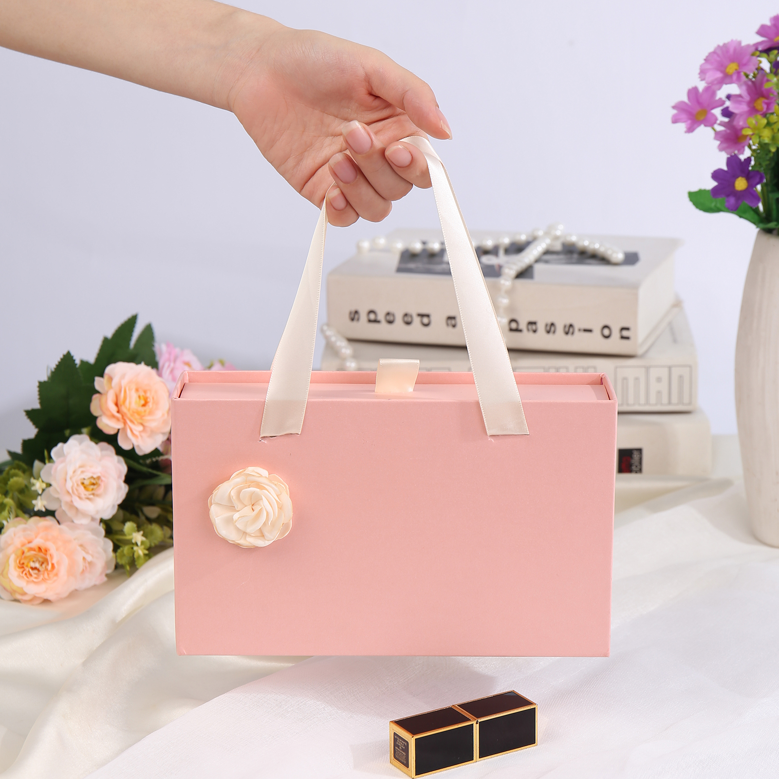 Elegant Gift Box for Her in Pink and Red Colors