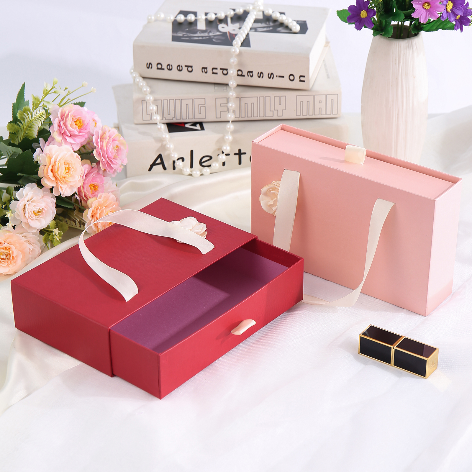 Elegant Gift Box for Her in Pink and Red Colors