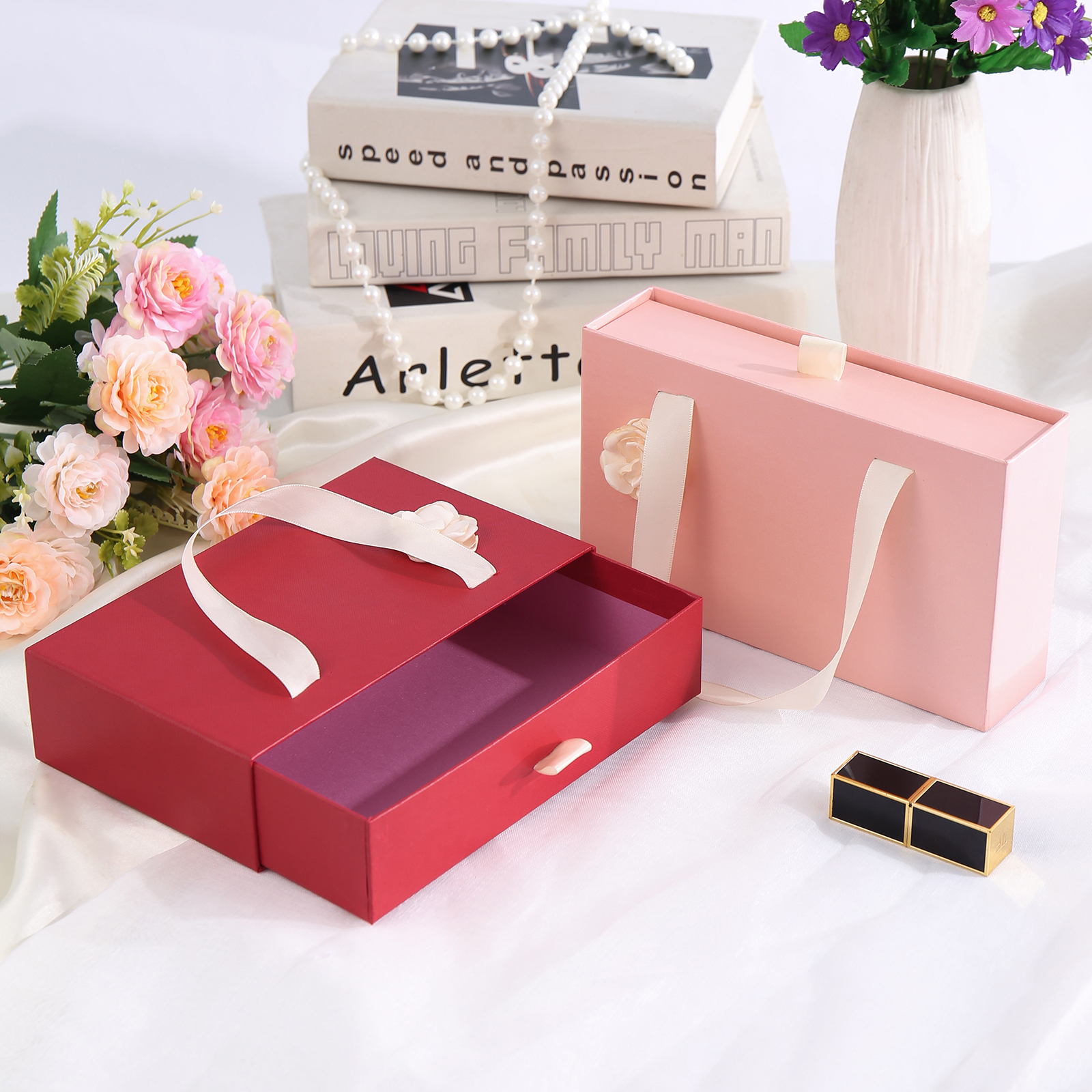 Elegant Gift Box for Her in Pink and Red Colors
