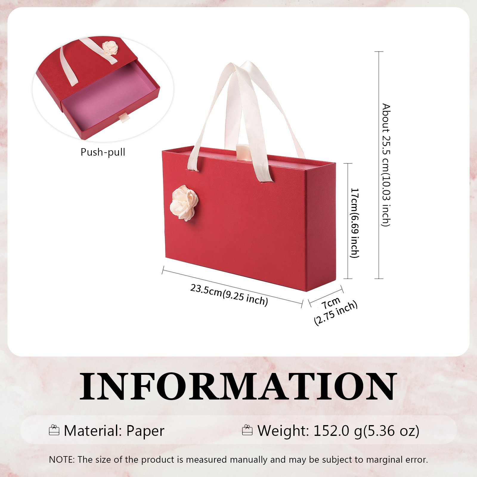 Elegant Gift Box for Her in Pink and Red Colors