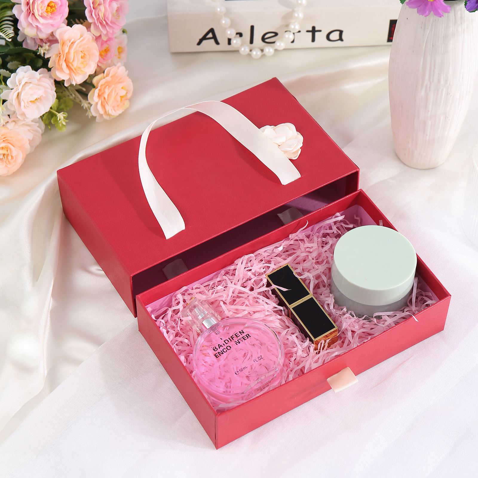 Elegant Gift Box for Her in Pink and Red Colors