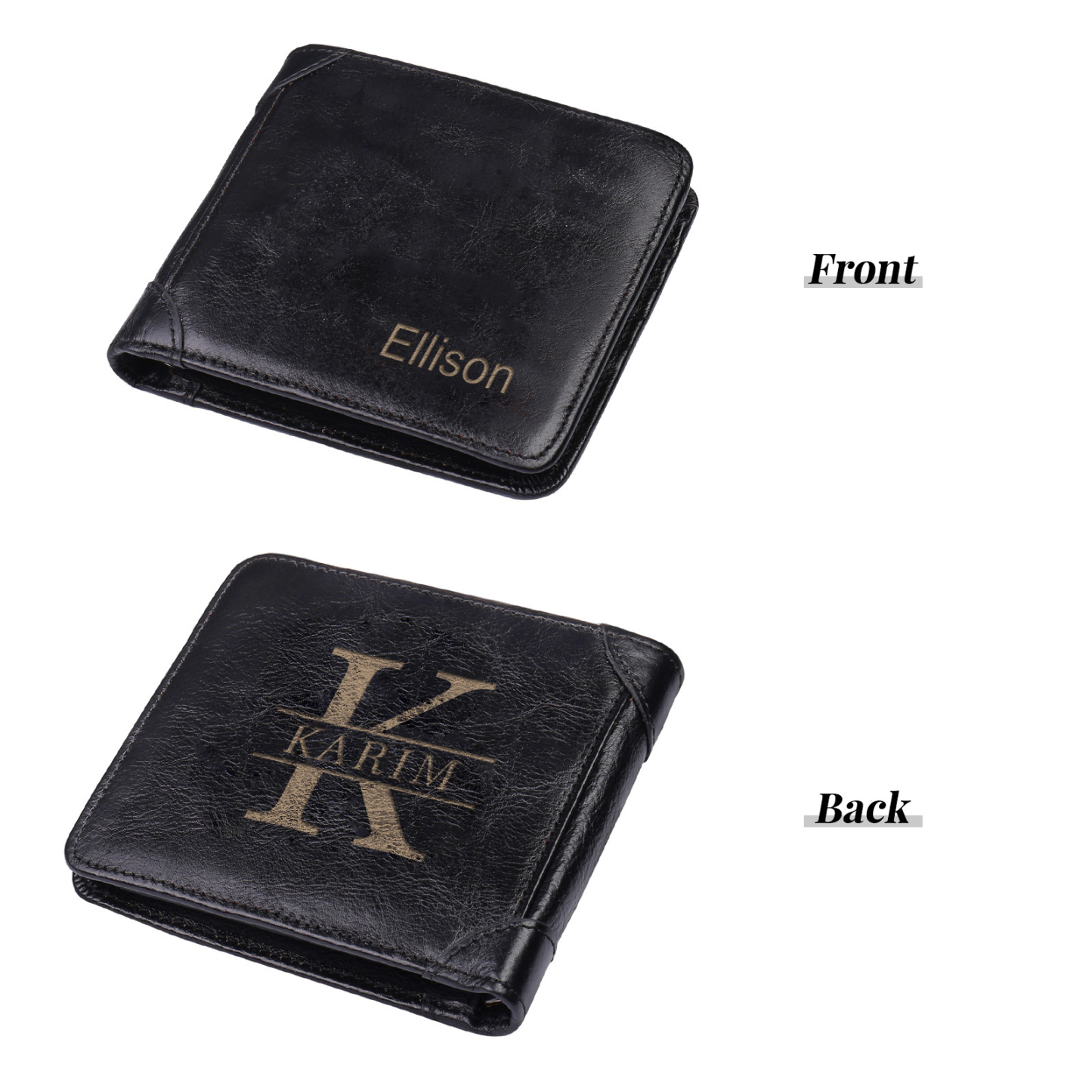 Personalized First  Layer Leather Men's Wallet - Custom Name and Letter Valentine's Day Gifts for Him | Jessemade