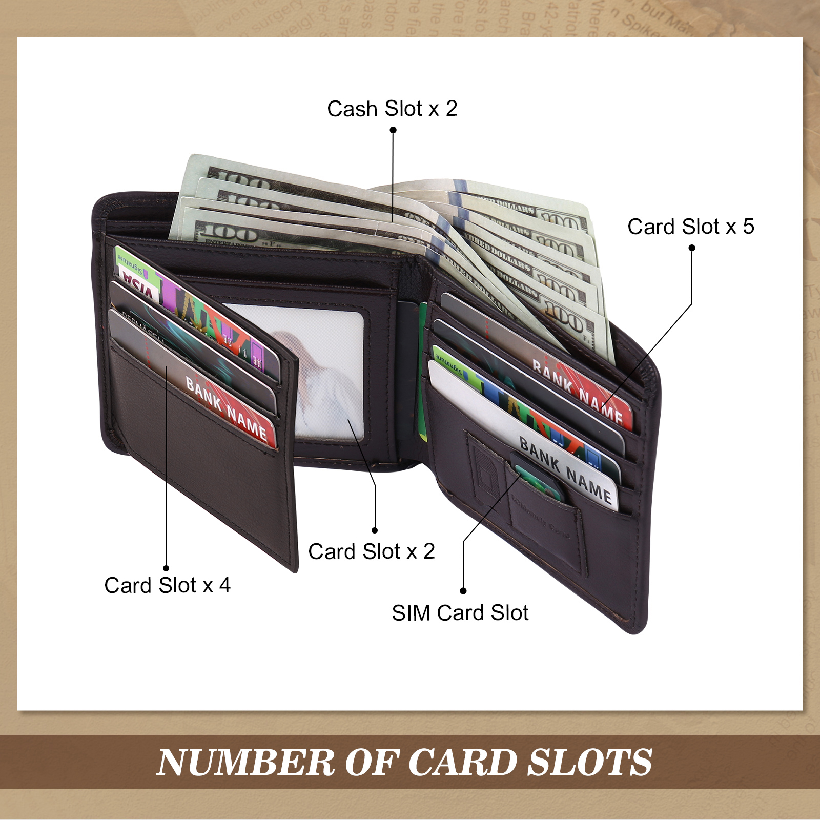 Personalized First  Layer Leather Men's Wallet - Custom Name and Letter Valentine's Day Gifts for Him | Jessemade