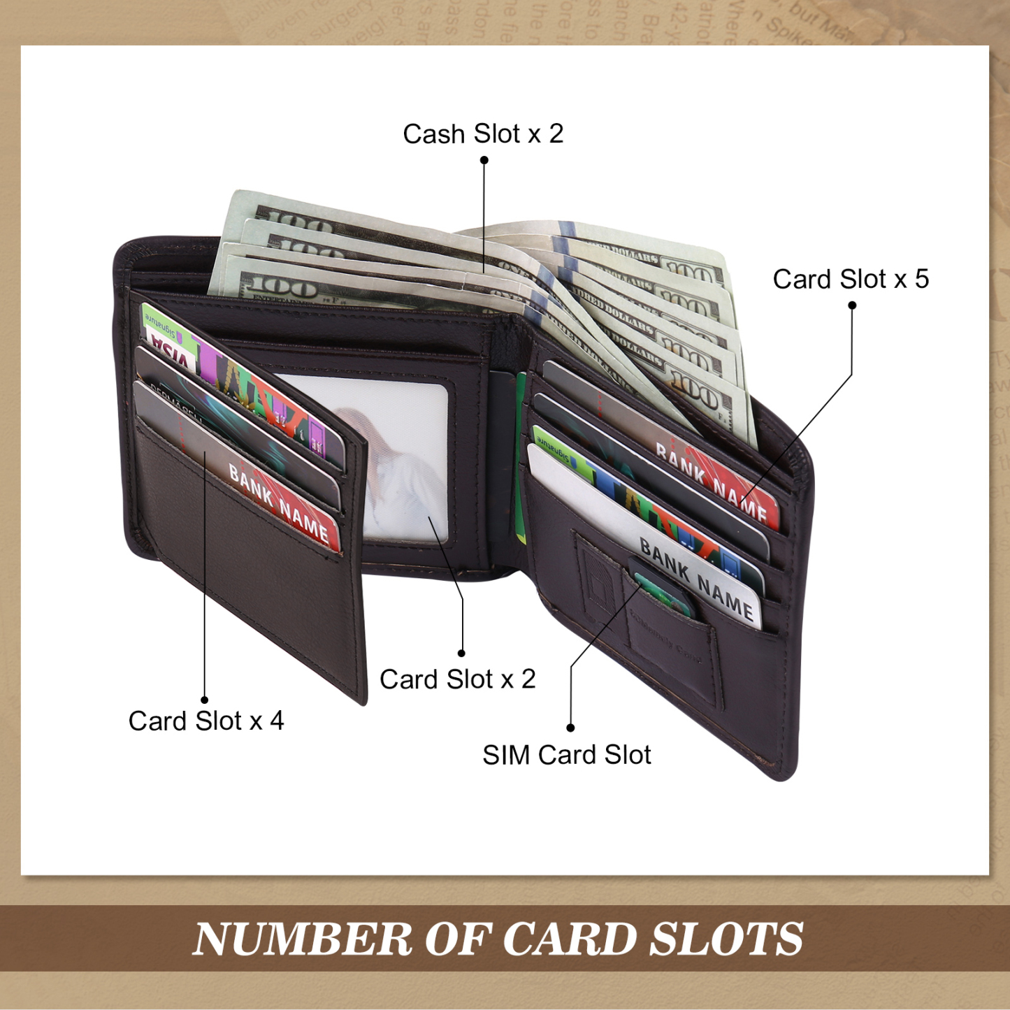 Personalized First  Layer Leather Men's Wallet - Custom Name and Letter Valentine's Day Gifts for Him | Jessemade