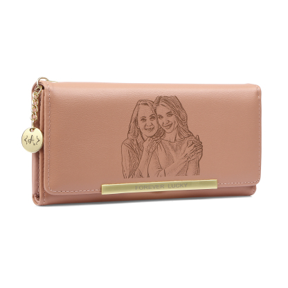 [Copy]Personalized Women's Leather Wallet Custom 1 Birth Flower & 1 Name Wallet Gift for Her