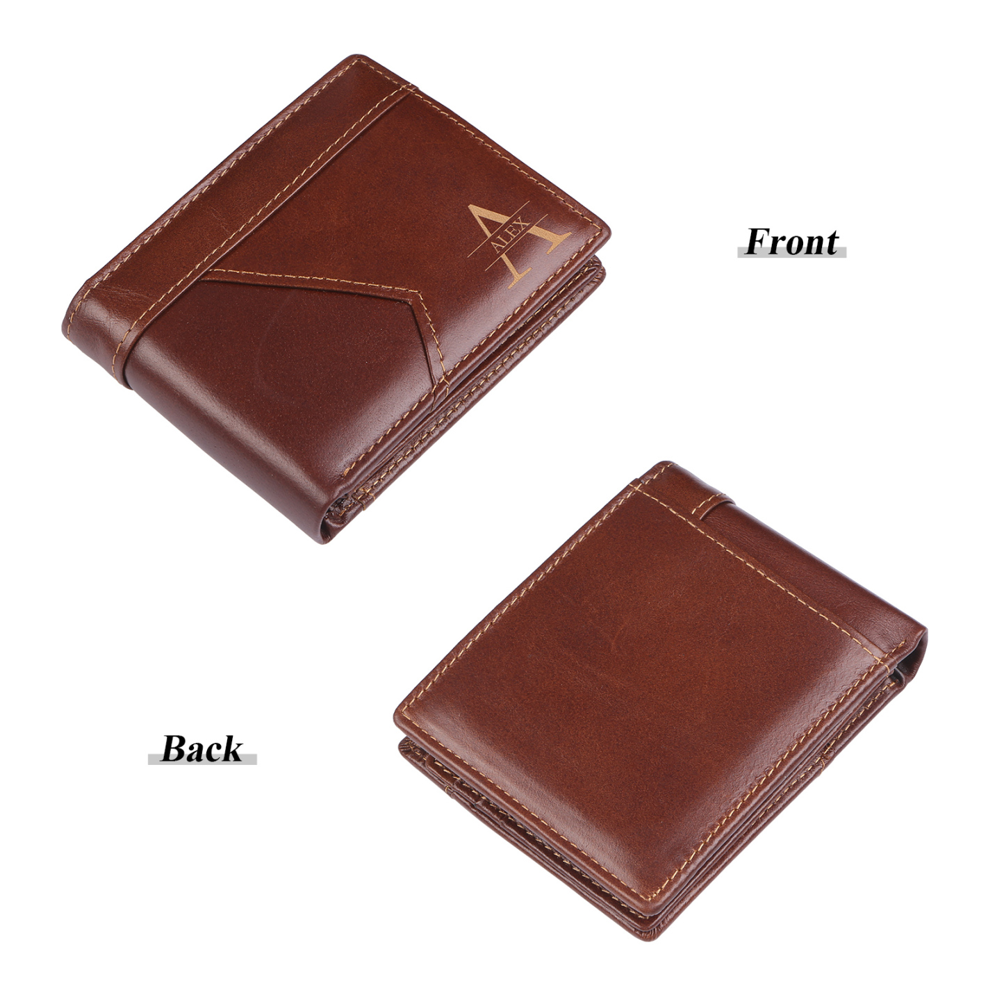 Personalized Leather Wallet Custom Name and Letter Gift for Him