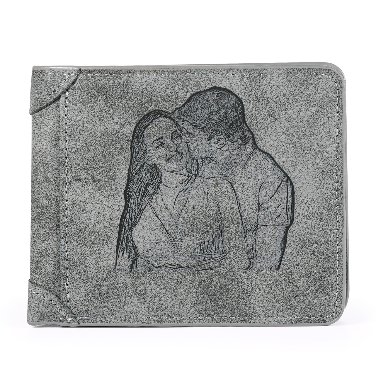 Personalized Men Leather Wallet Custom with Photo & Name & Letter Folding Wallet Gift for Him