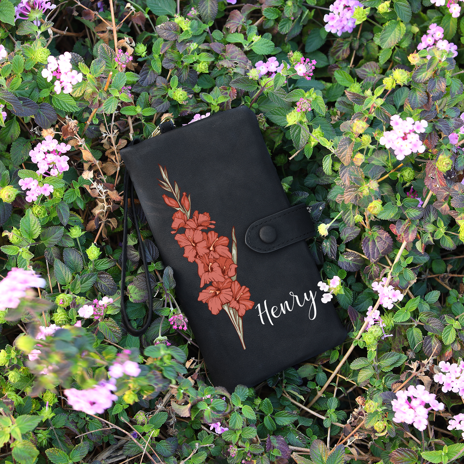 Personalized Women Wallet Custom Birth Flower Name Valentines Day Gift