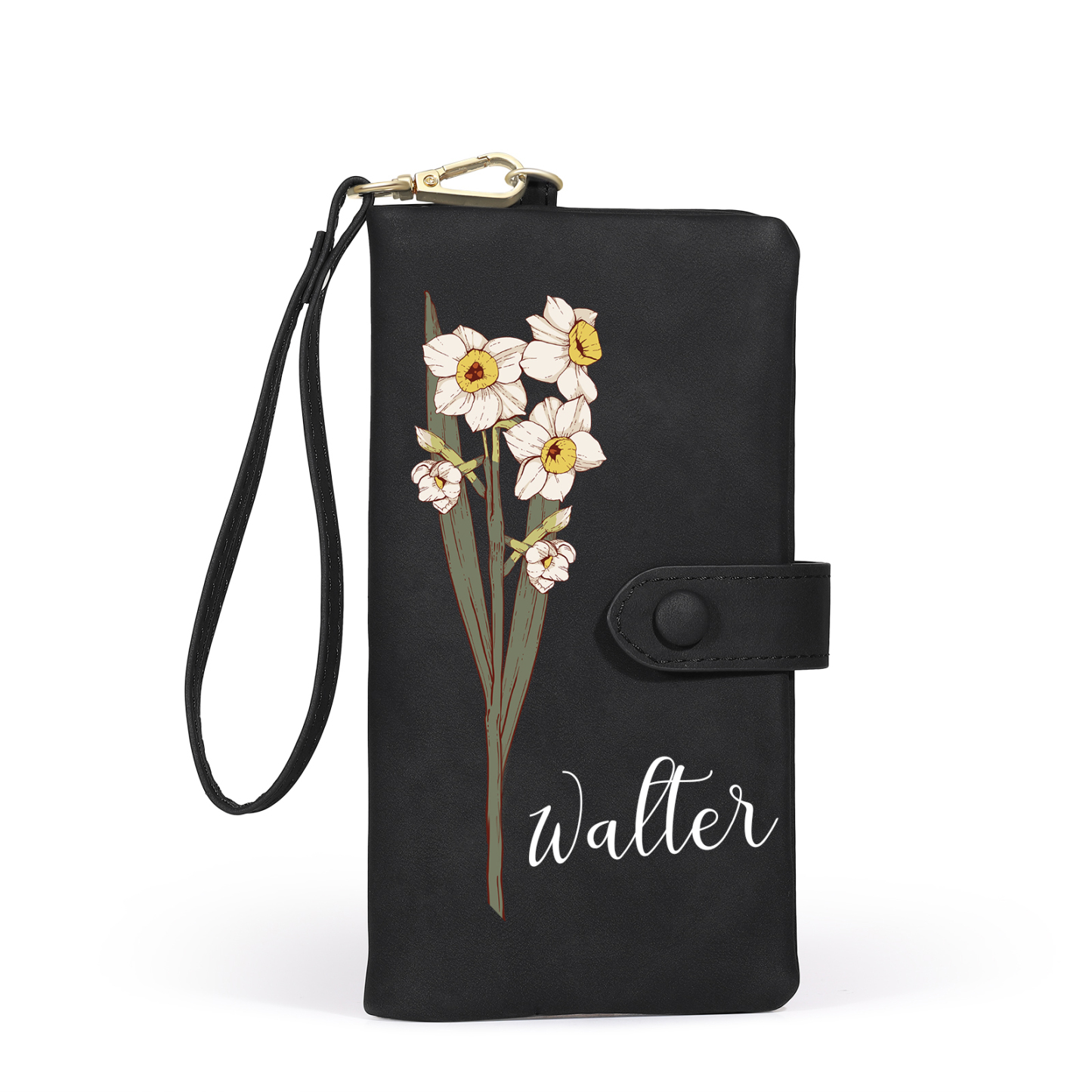 Personalized Women Wallet Custom Birth Flower Name Valentines Day Gift