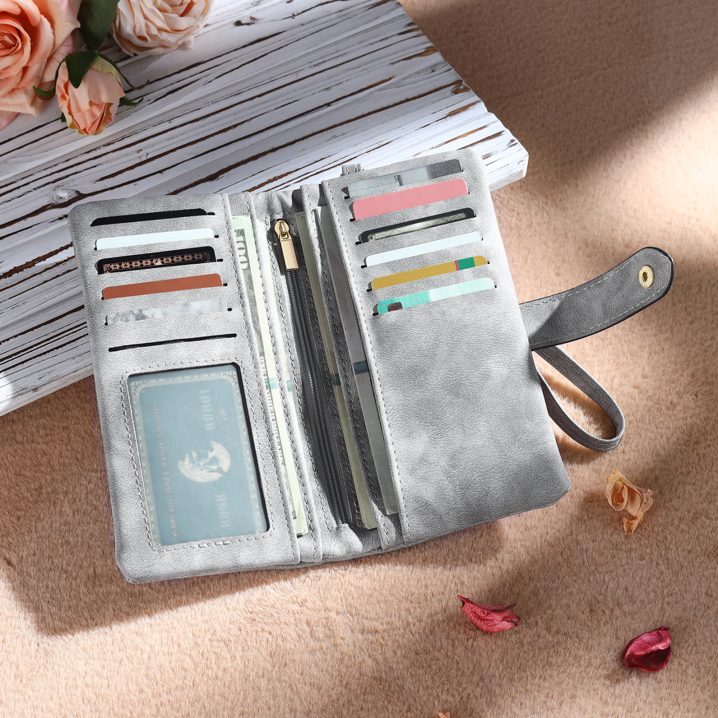 Personalized Women Wallet Custom Birth Flower Name Valentines Day Gift