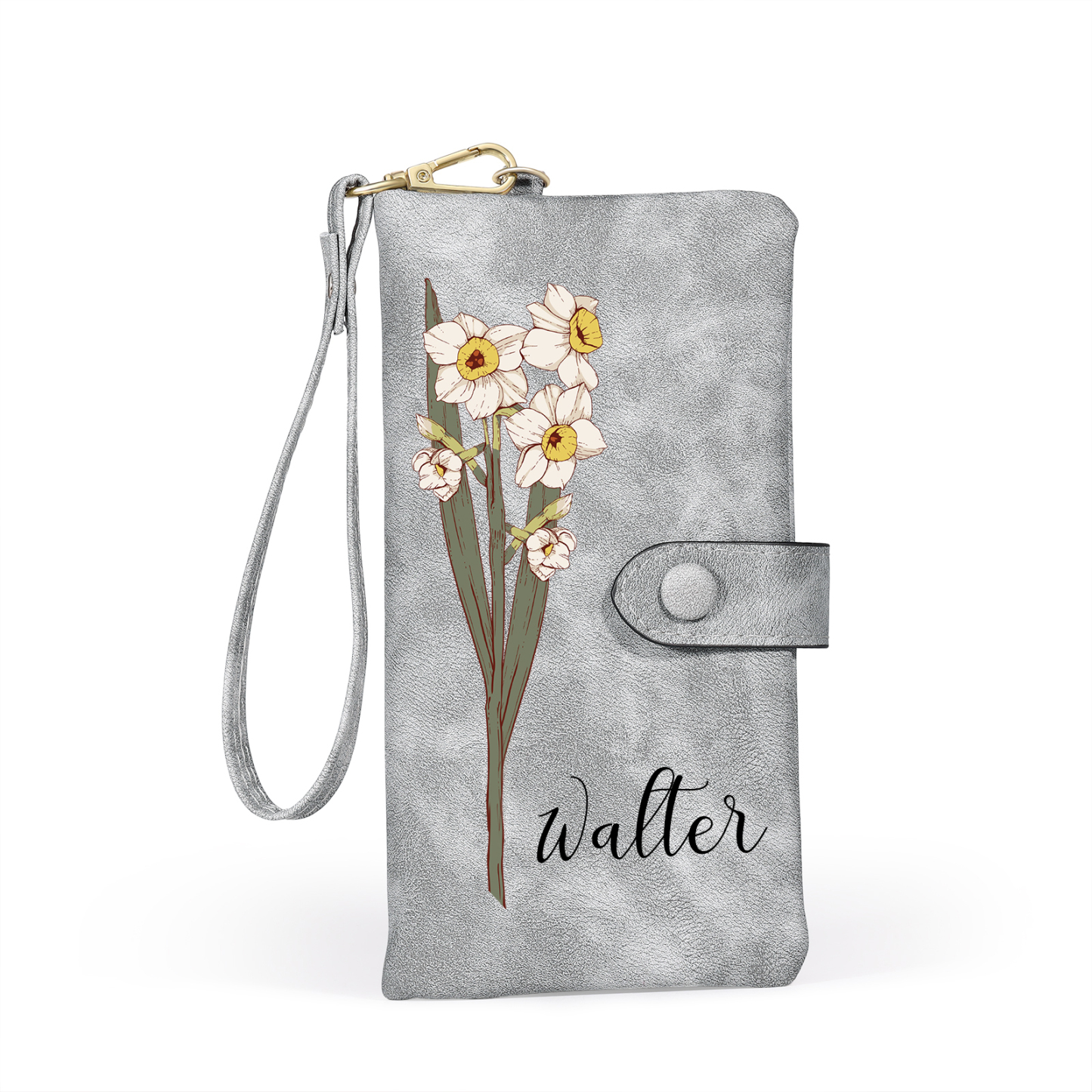 Personalized Women Wallet Custom Birth Flower Name Valentines Day Gift