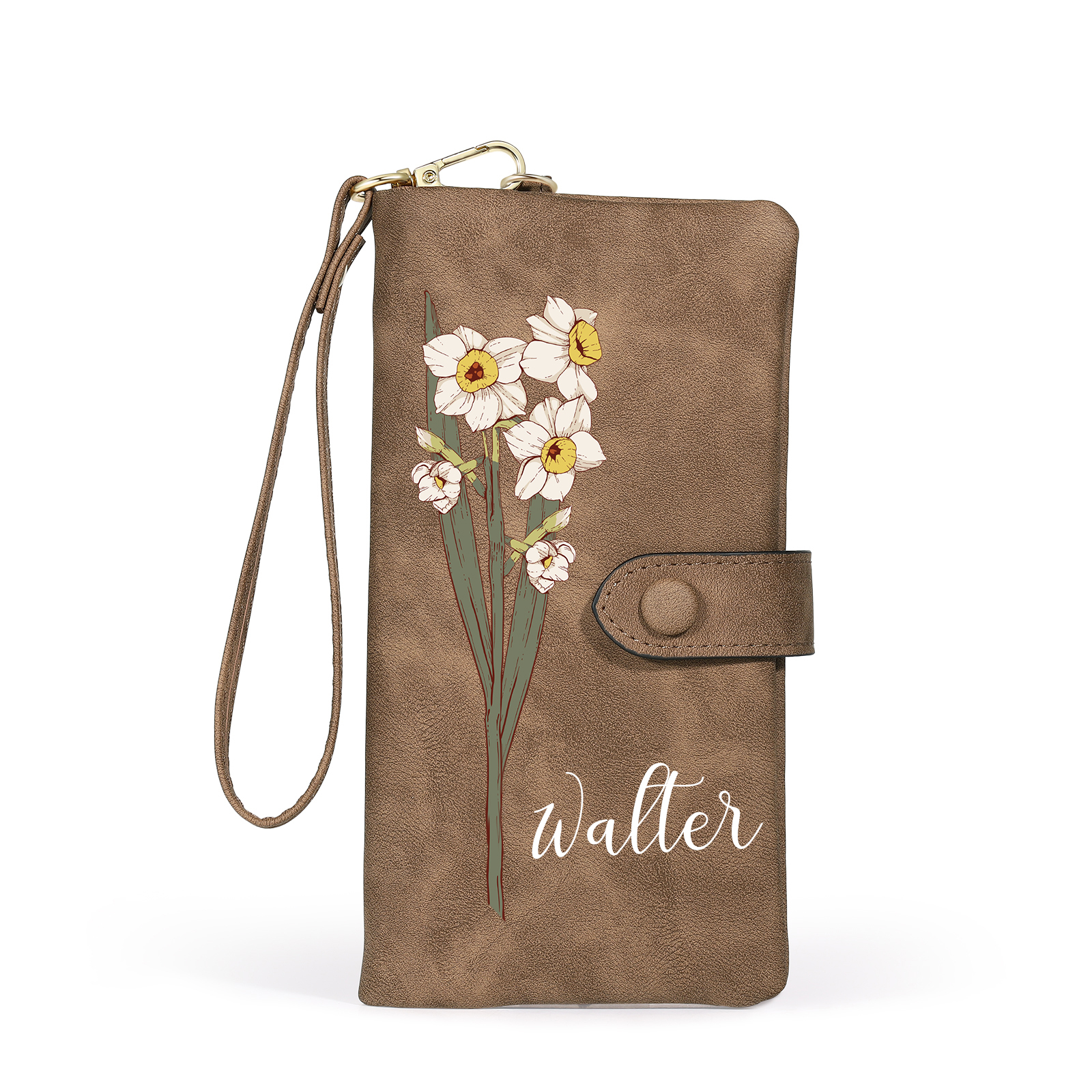Personalized Women Wallet Custom Birth Flower Name Valentines Day Gift