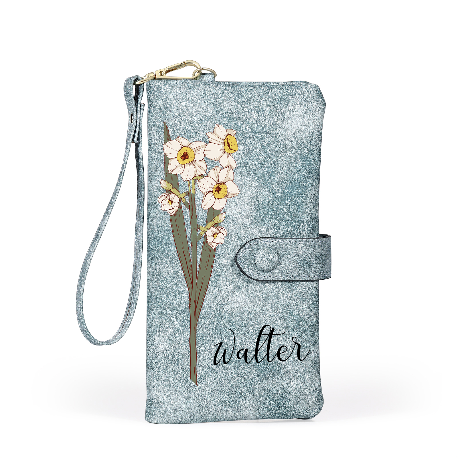 Personalized Women Wallet Custom Birth Flower Name Valentines Day Gift