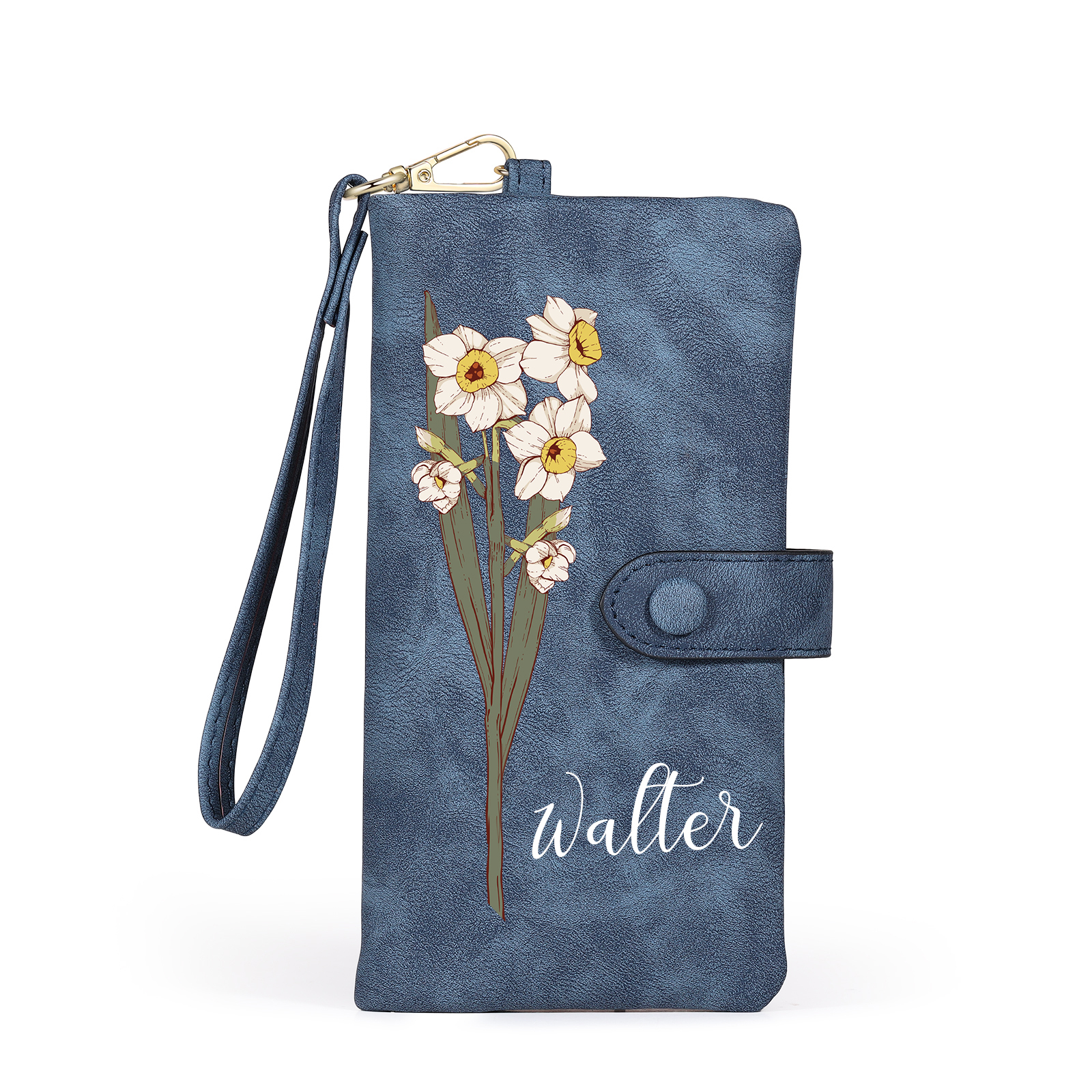 Personalized Women Wallet Custom Birth Flower Name Valentines Day Gift