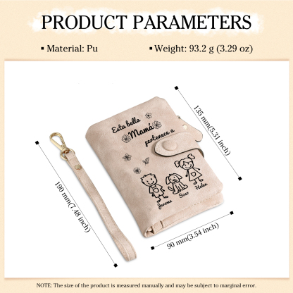 A mi mamá-Cartera, billetera con dibujos seleccionados 3 nombres personalizados monedero clásico para mujer | Jessemade