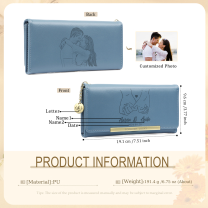 Personalized PU Leather Wallet Pinky Promise Women's Purse Custom 1 Photo 2 Names 1 Letter 1 Date Womens Purse Gift for Her