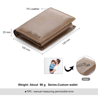 Personalized Men Wallet Custom Photo & Name Trifold Valentine’s Day Gift
