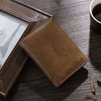 Personalized Men Wallet Custom Photo & Name Trifold Valentine’s Day Gift