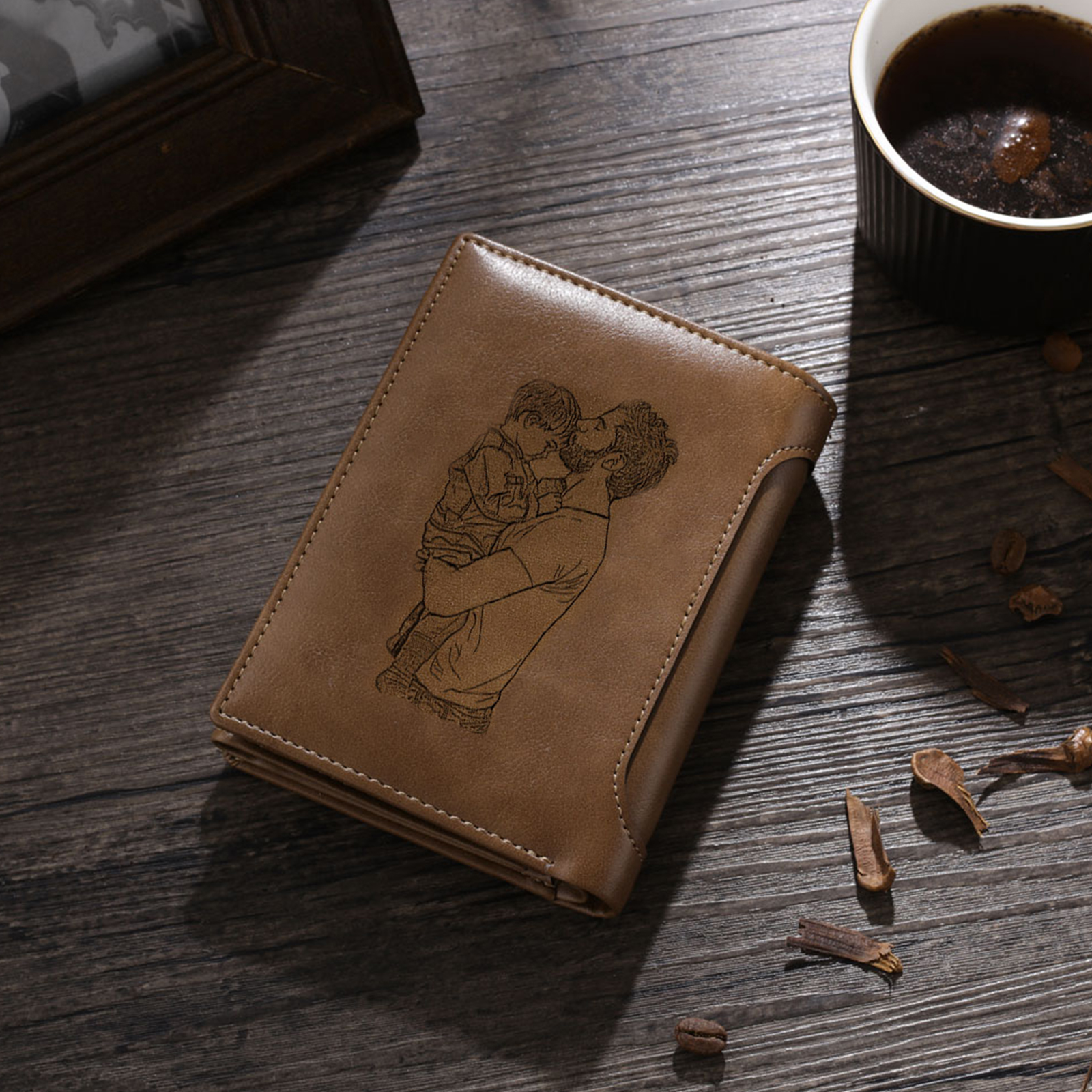 Personalized Men Wallet Custom Photo & Name Trifold Valentine’s Day Gift