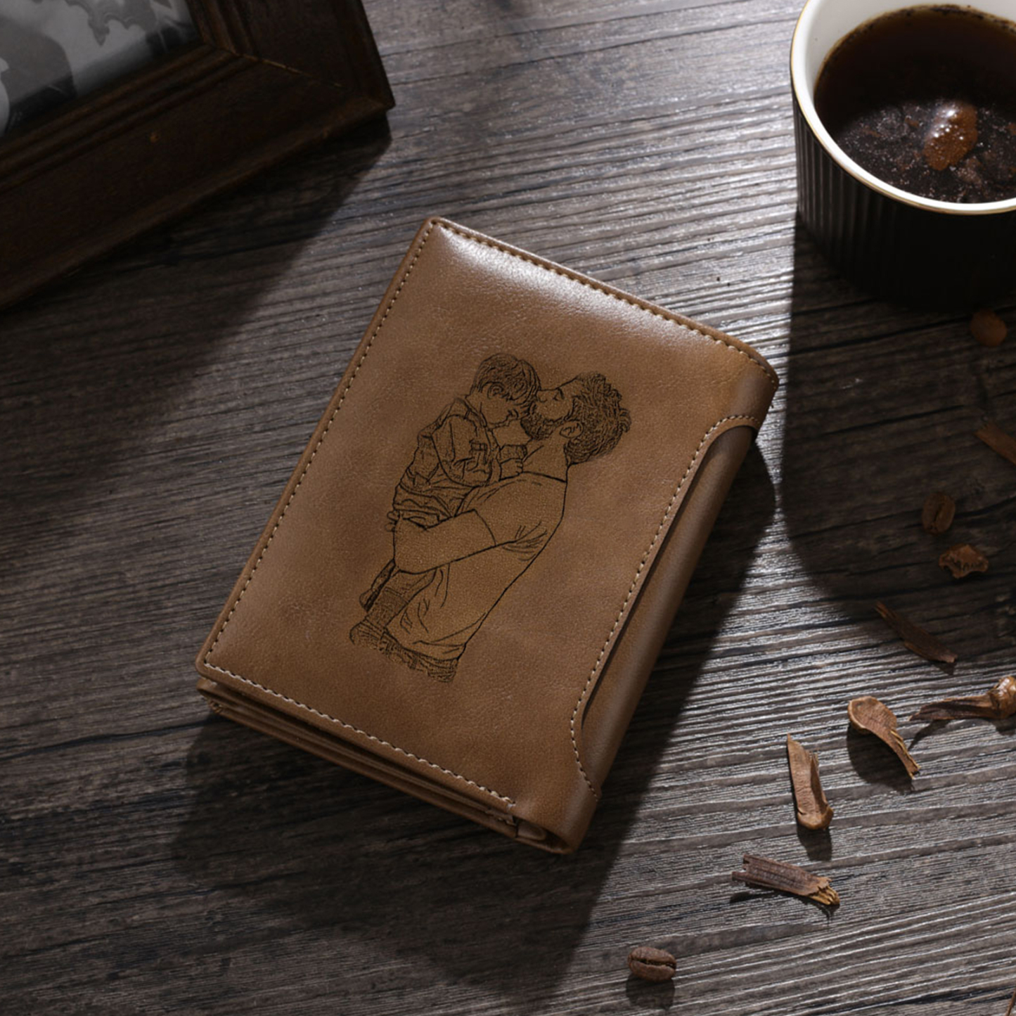 Personalized Men Wallet Custom Photo & Name Trifold Valentine’s Day Gift