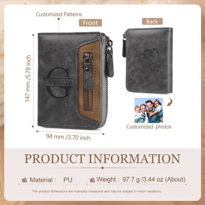 Personalized Leather Men's Wallet with Photo and Name Engraving – Gift for Him | Lorajewel