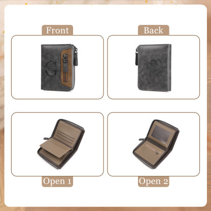 Personalized Leather Men's Wallet with Photo and Name Engraving – Gift for Him | Lorajewel