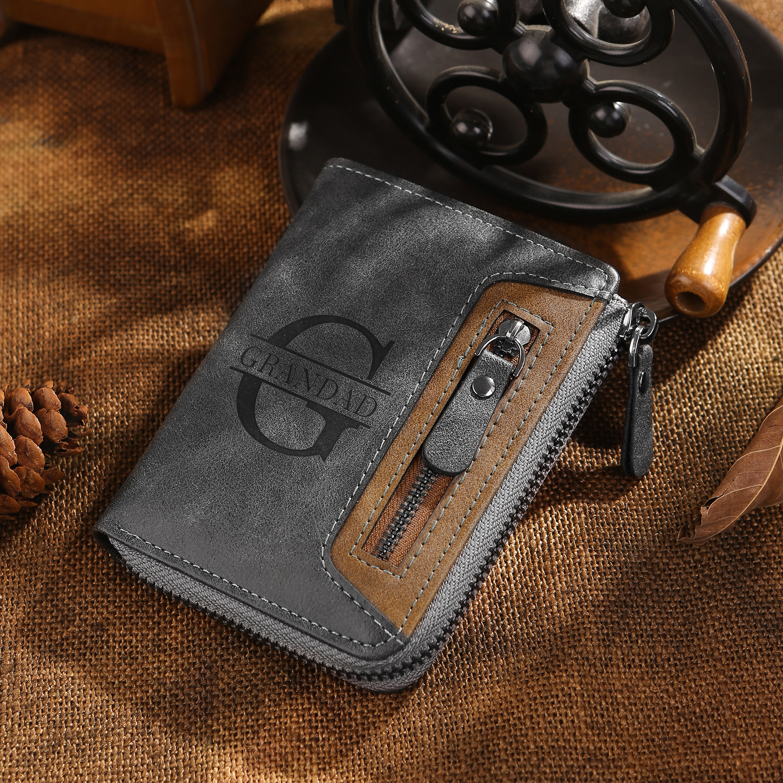 Personalized Leather Men's Wallet with Photo and Name Engraving – Gift for Him | Lorajewel