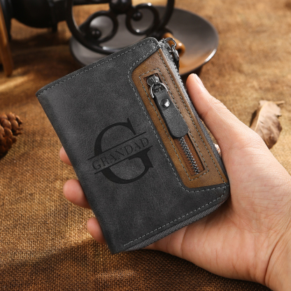 Personalized Leather Men's Wallet with Photo and Name Engraving – Gift for Him | Lorajewel