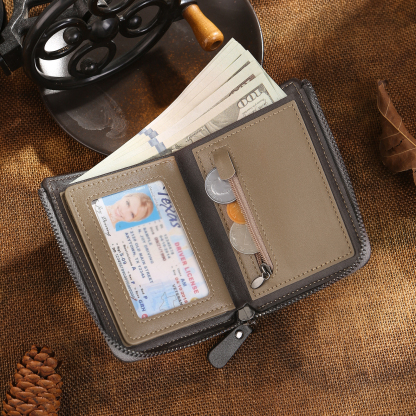 Personalized Leather Men's Wallet with Photo and Name Engraving – Gift for Him | Lorajewel