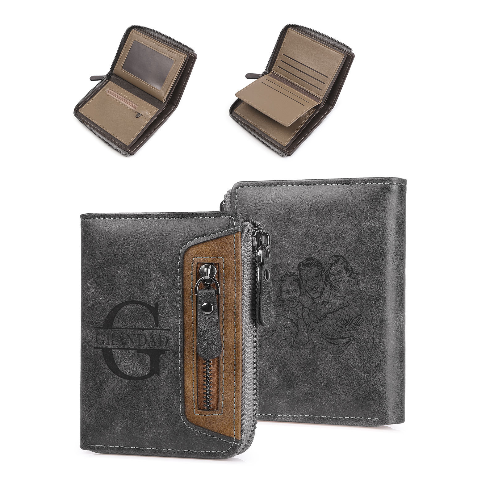 Personalized Leather Men's Wallet with Photo and Name Engraving – Gift for Him | Lorajewel
