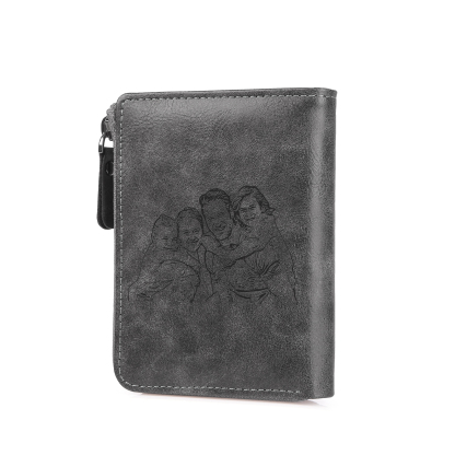 Personalized Leather Men's Wallet with Photo and Name Engraving – Gift for Him | Lorajewel
