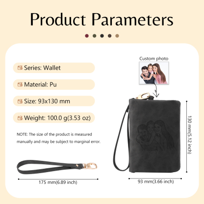 Brown Personalised Leather Wallet Engraved Photo Short Wallet Folding Wallet With Gift Box For Men