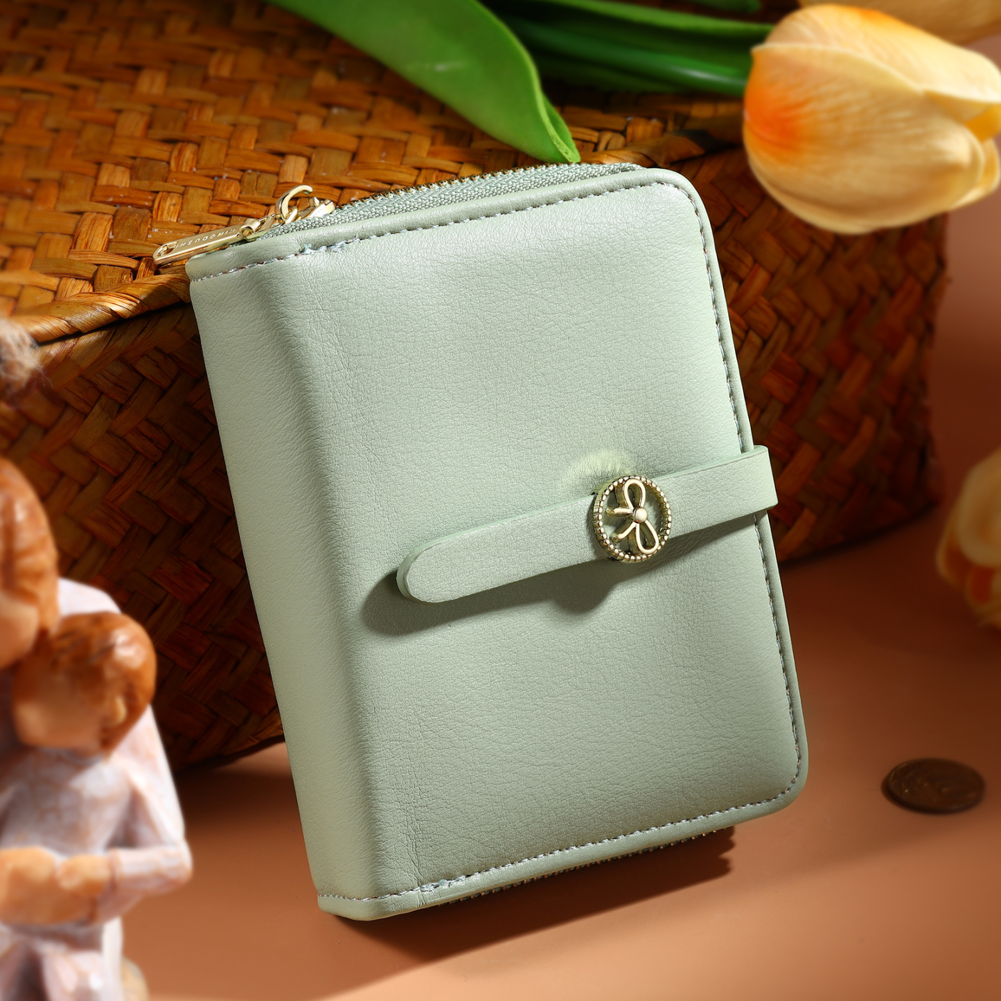 personalized Leather Wallet Engraved Photo Short Wallet, Custom Text Folding Wallet Gifts For Her | Jessemade