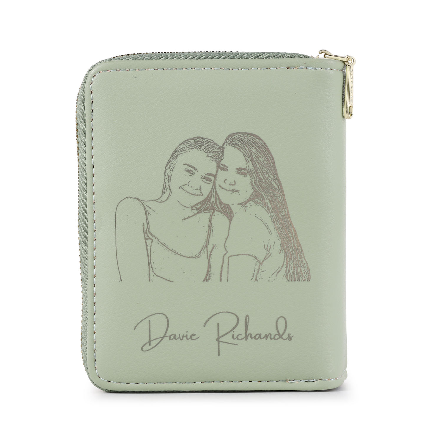 personalized Leather Wallet Engraved Photo Short Wallet, Custom Text Folding Wallet Gifts For Her | Jessemade