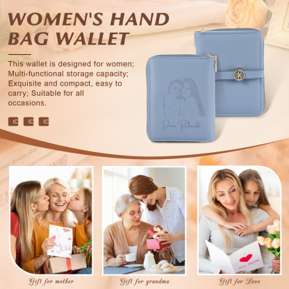 personalized Leather Wallet Engraved Photo Short Wallet, Custom Text Folding Wallet Gifts For Her | Jessemade