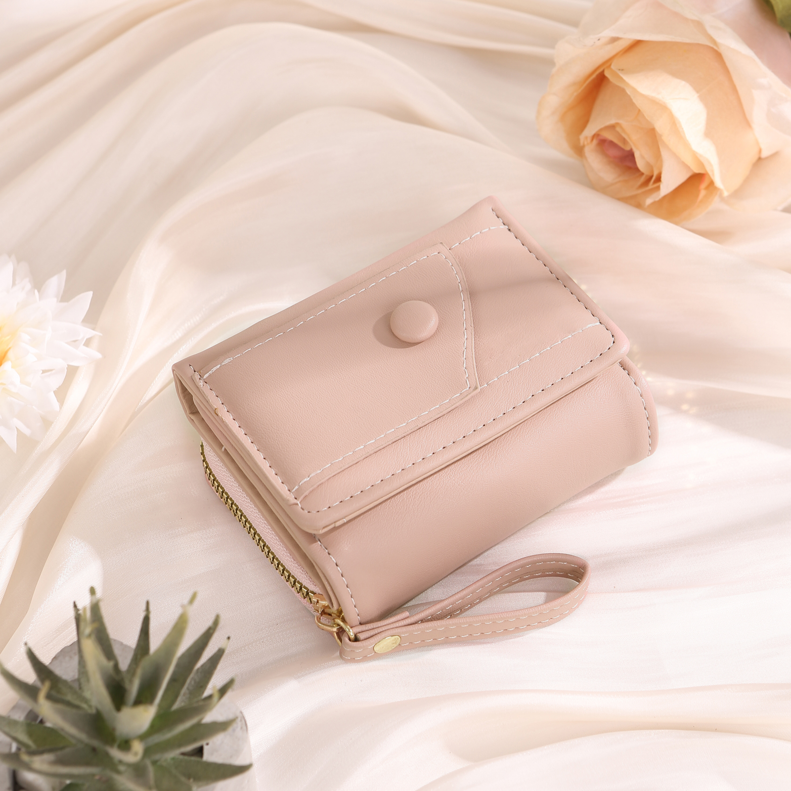 personalized PU Leather Short Wallet, Engrave Photo Folding Wallet Gifts For Her | Jessemade