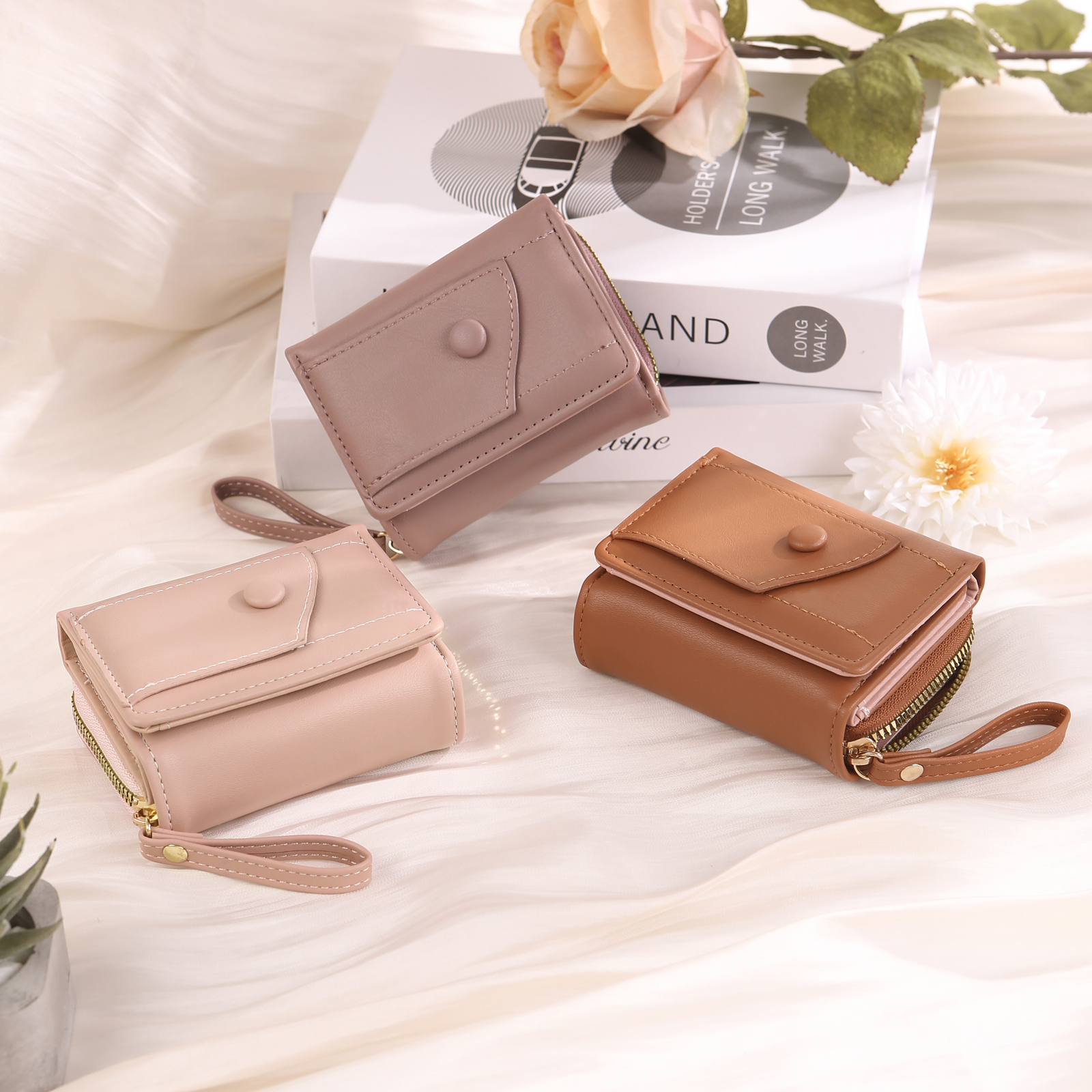 personalized PU Leather Short Wallet, Engrave Photo Folding Wallet Gifts For Her | Jessemade