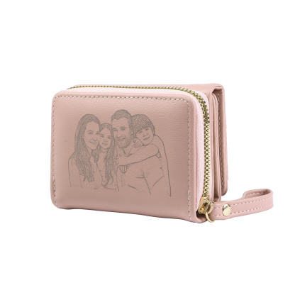 personalized PU Leather Short Wallet, Engrave Photo Folding Wallet Gifts For Her | Jessemade