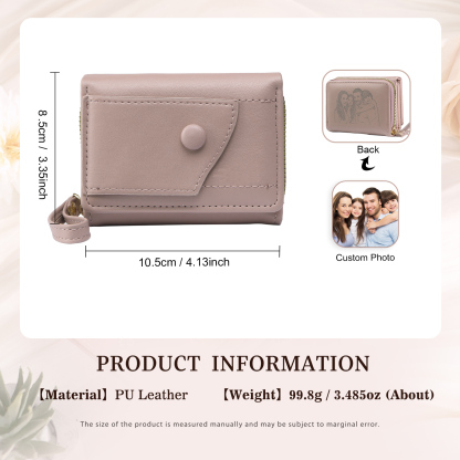 personalized PU Leather Short Wallet, Engrave Photo Folding Wallet Gifts For Her | Jessemade