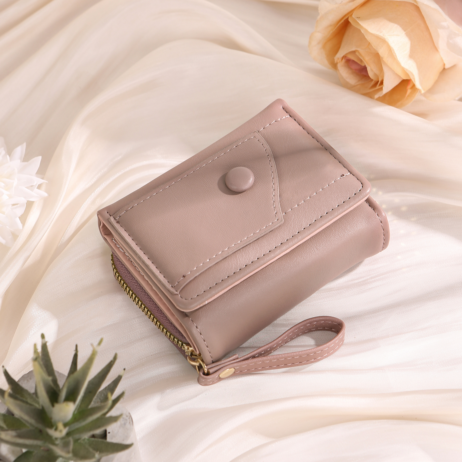 personalized PU Leather Short Wallet, Engrave Photo Folding Wallet Gifts For Her | Jessemade