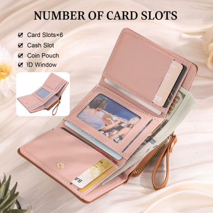 personalized PU Leather Short Wallet, Engrave Photo Folding Wallet Gifts For Her | Jessemade